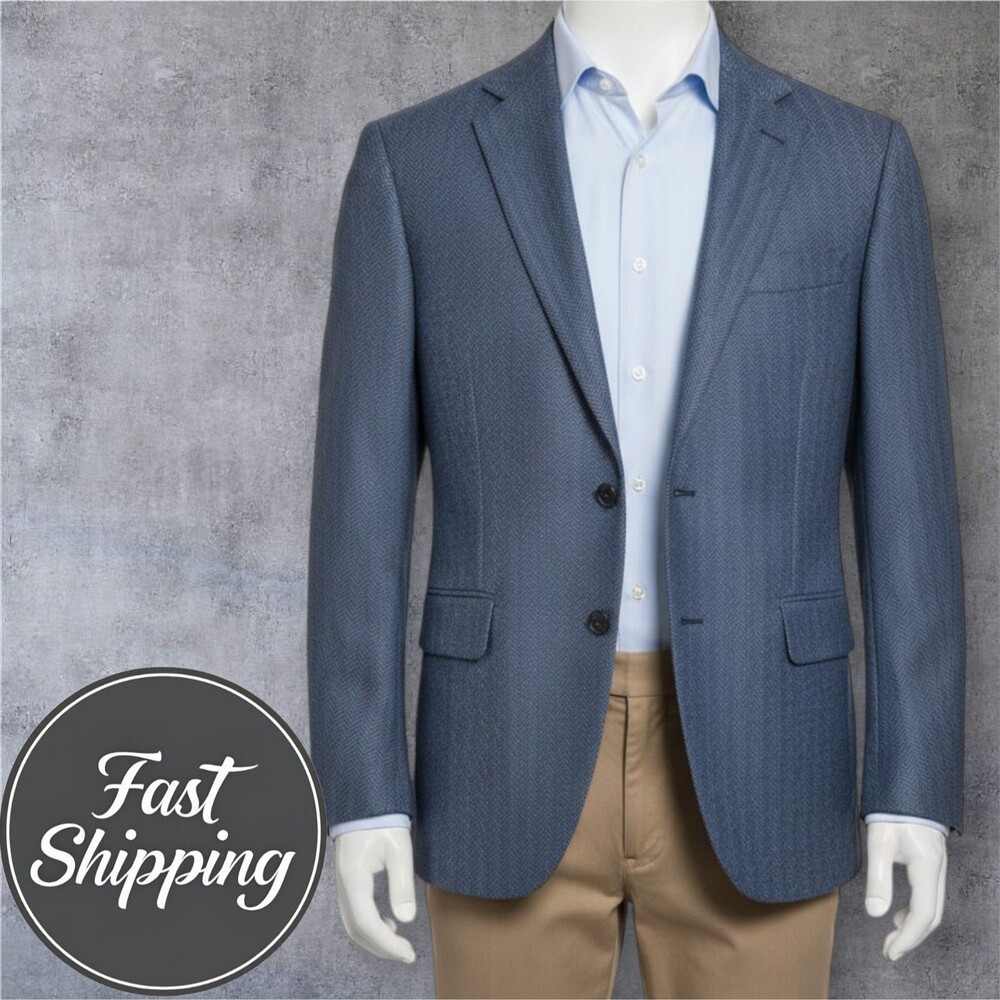 HUGO BOSS Men’s 38R Blue ITALIAN Wool Blazer Sport Coat 2-Button Casual Jacket